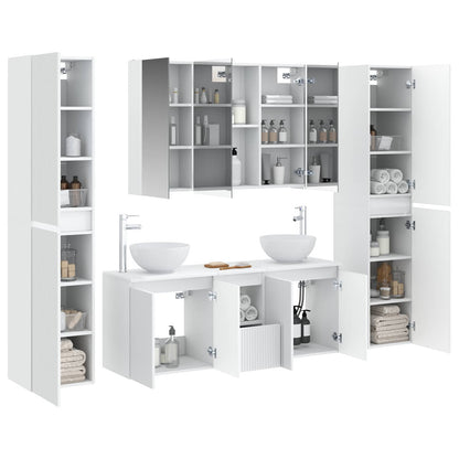 vidaXL Bathroom Furniture Set 6 pcs White Engineered Wood and Glass 3