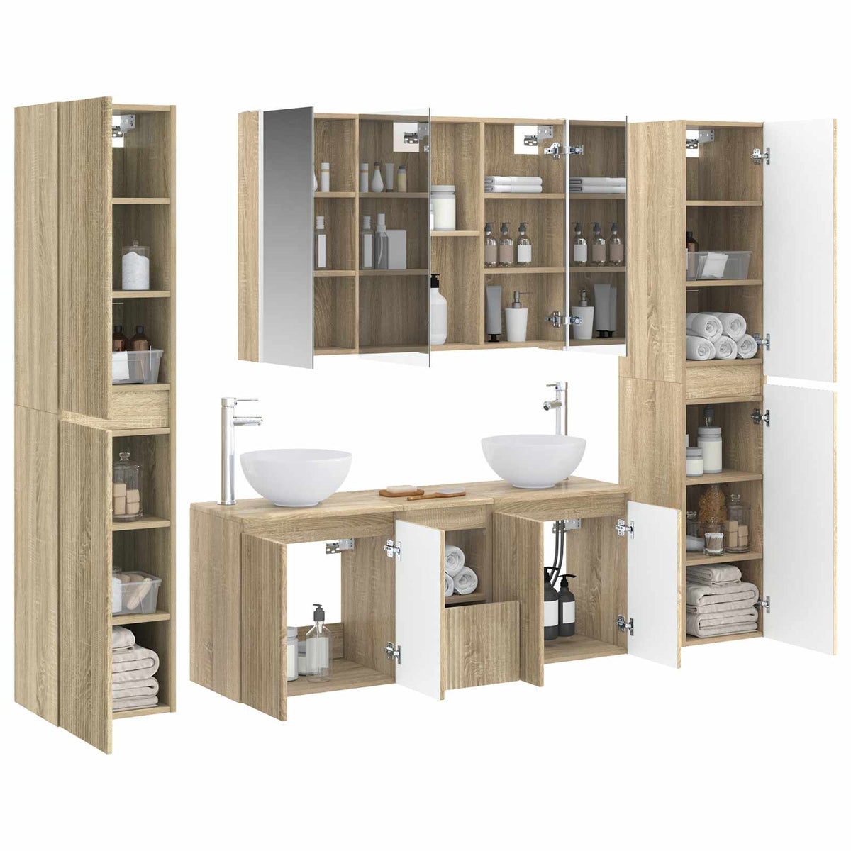 vidaXL Bathroom Furniture Set 6 pcs Sonoma Oak 3