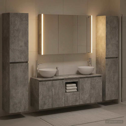 vidaXL Bathroom Furniture Set 6 pcs Concrete Grey 4