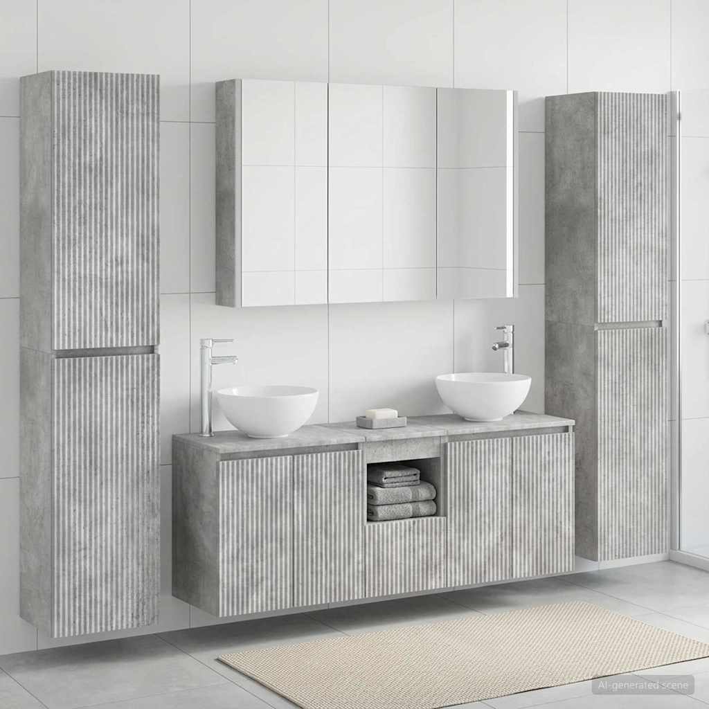 vidaXL Bathroom Furniture Set 6 pcs Concrete Grey 1