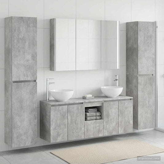 Bathroom Furniture Set 6 pcs 100 x 15.5 x 70 cm Concrete grey