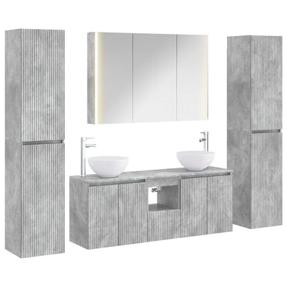 vidaXL Bathroom Furniture Set 6 pcs Concrete Grey 2