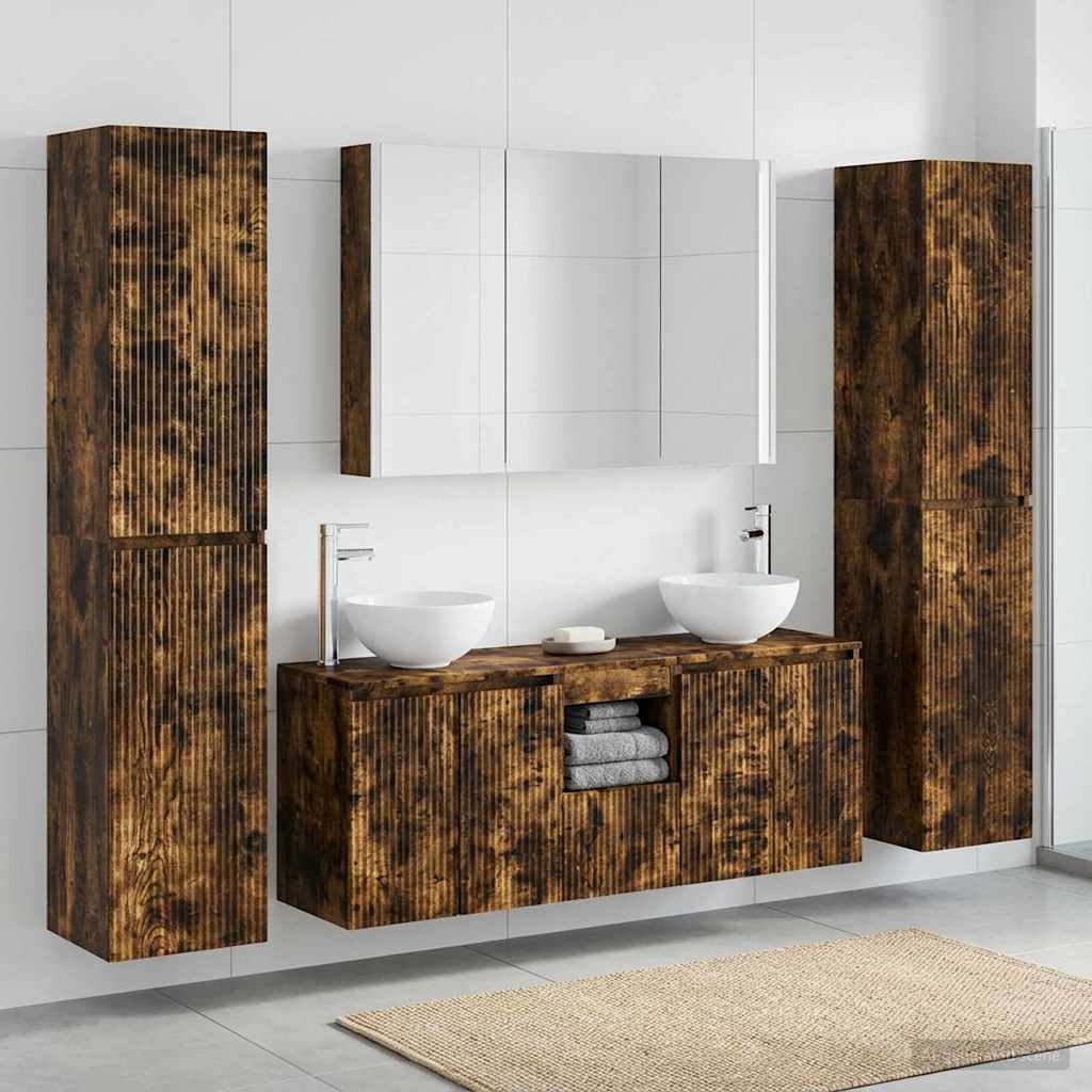 vidaXL Bathroom Furniture Set 6 pcs Smoked Oak 1