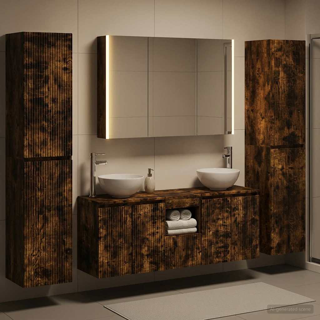 vidaXL Bathroom Furniture Set 6 pcs Smoked Oak 4