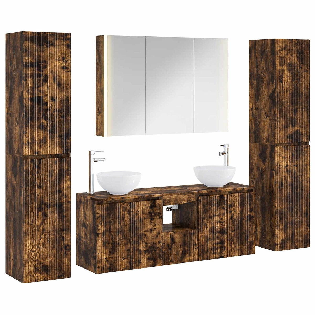 vidaXL Bathroom Furniture Set 6 pcs Smoked Oak 2