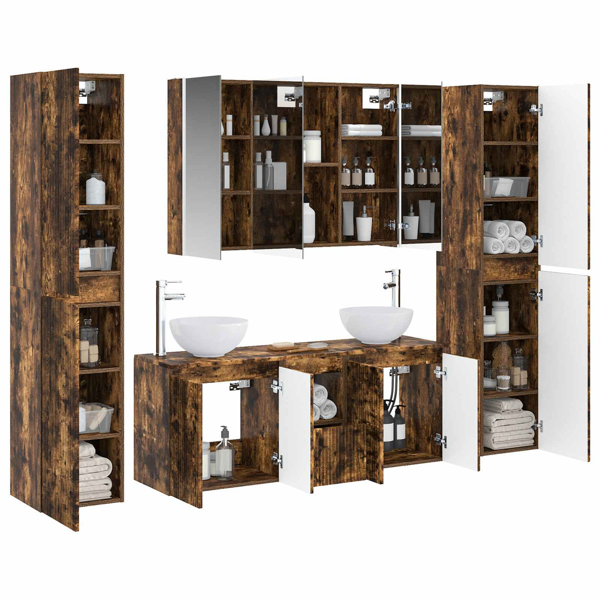 vidaXL Bathroom Furniture Set 6 pcs Smoked Oak 3