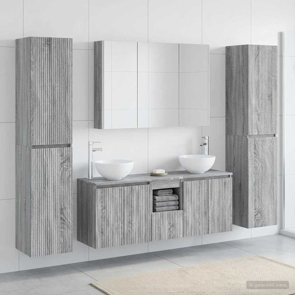 vidaXL Bathroom Furniture Set 6 pcs Grey Sonoma 1