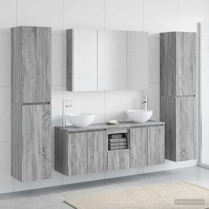 vidaXL Bathroom Furniture Set 6 pcs Grey Sonoma 1