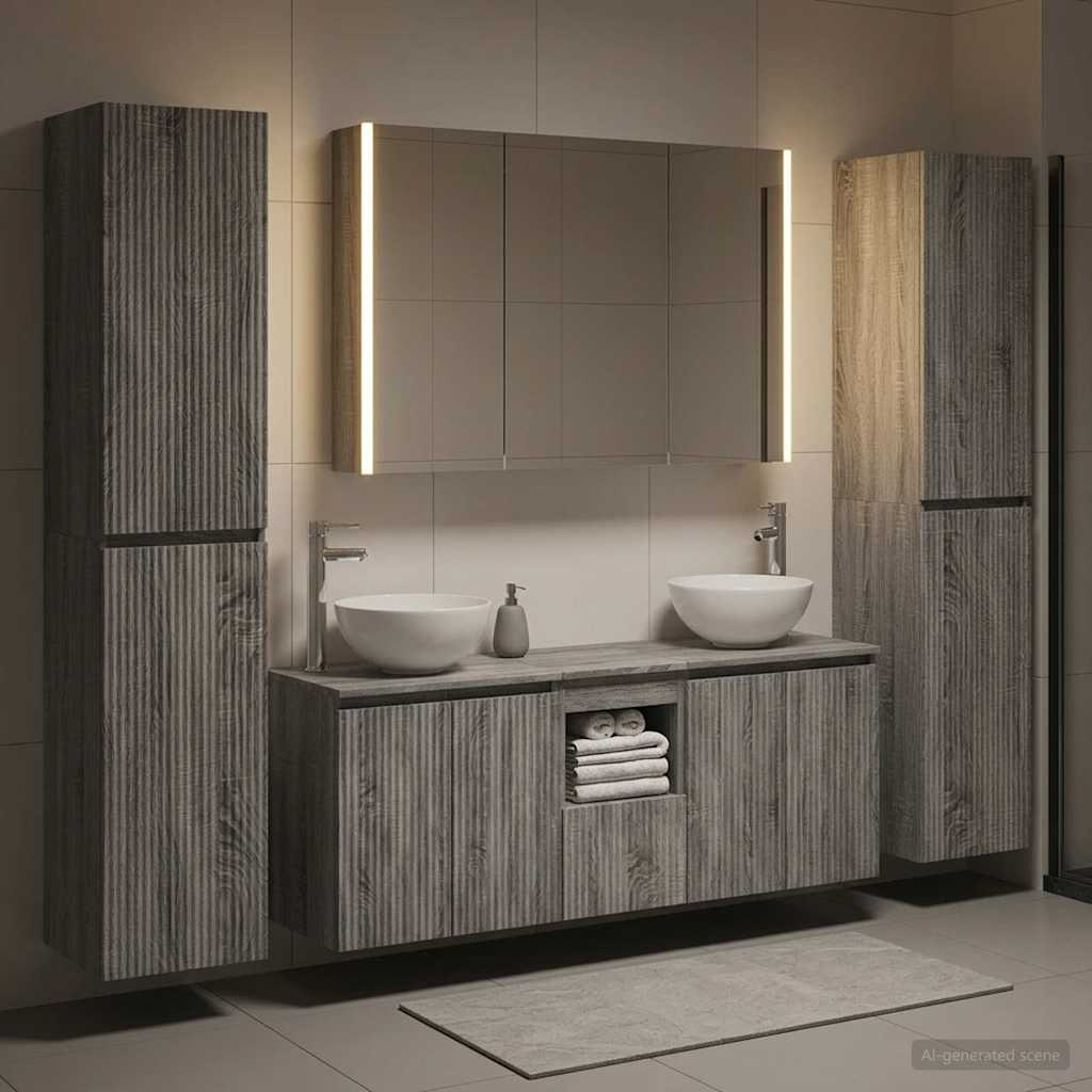 vidaXL Bathroom Furniture Set 6 pcs Grey Sonoma 4