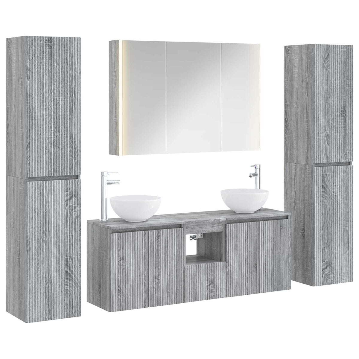 vidaXL Bathroom Furniture Set 6 pcs Grey Sonoma 2