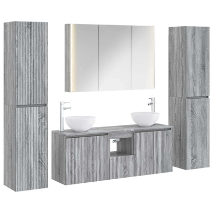 vidaXL Bathroom Furniture Set 6 pcs Grey Sonoma 2
