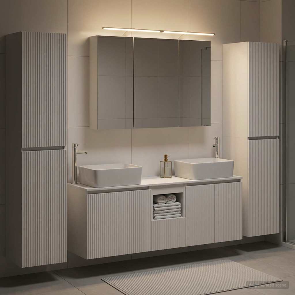 vidaXL Bathroom Furniture Set 6 pcs White Engineered Wood and Glass 4