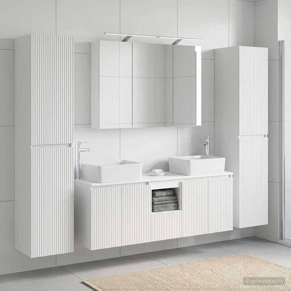 vidaXL Bathroom Furniture Set 6 pcs White Engineered Wood and Glass