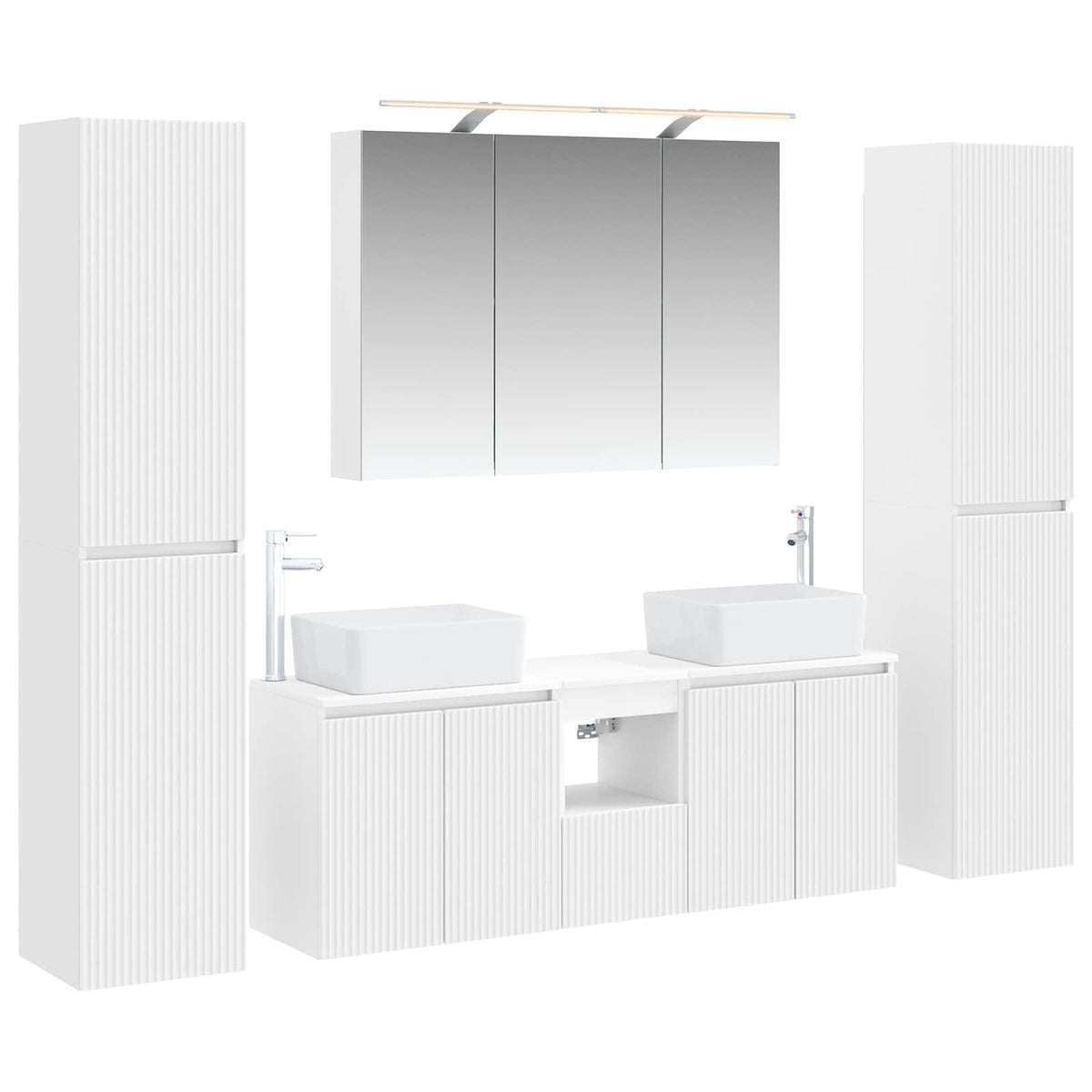 vidaXL Bathroom Furniture Set 6 pcs White Engineered Wood and Glass 2