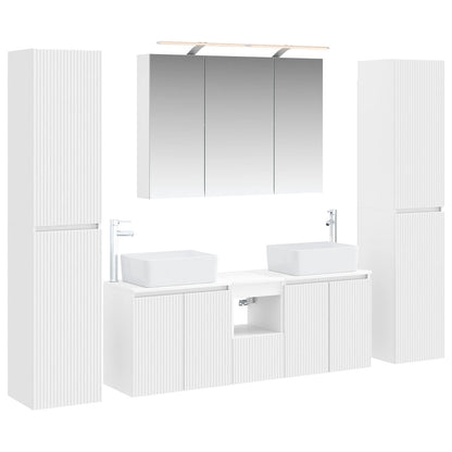vidaXL Bathroom Furniture Set 6 pcs White Engineered Wood and Glass 2