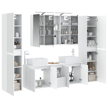 vidaXL Bathroom Furniture Set 6 pcs White Engineered Wood and Glass 3