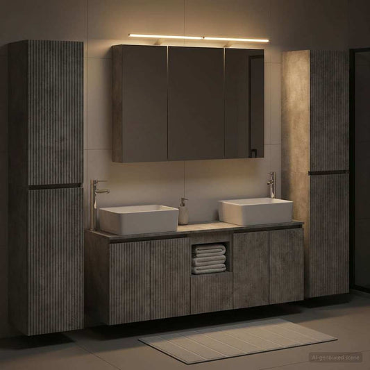 Bathroom Furniture Set 6 pcs 100 x 14.5 x 70 cm Concrete grey