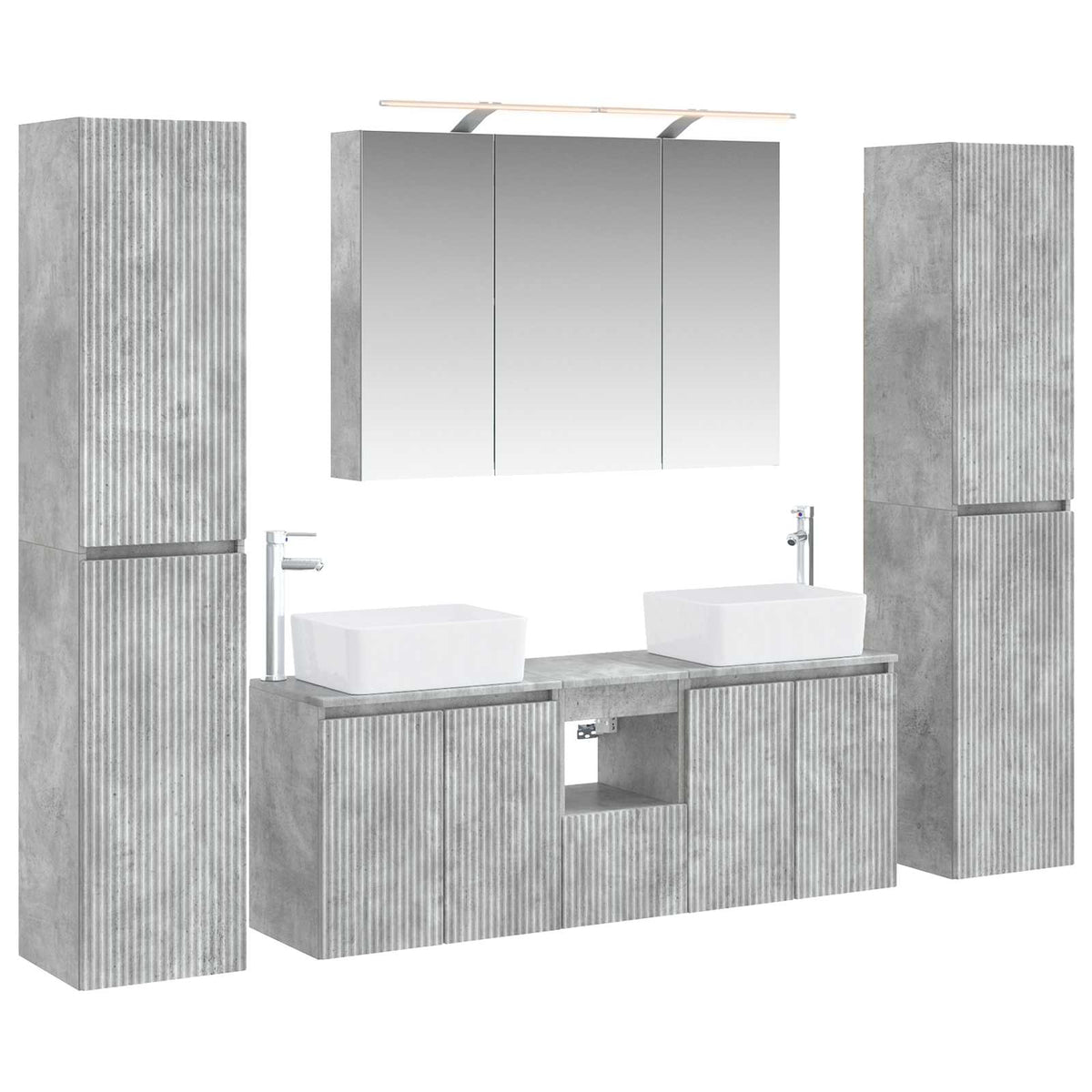 vidaXL Bathroom Furniture Set 6 pcs Concrete Grey 2
