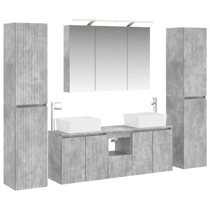 vidaXL Bathroom Furniture Set 6 pcs Concrete Grey 2