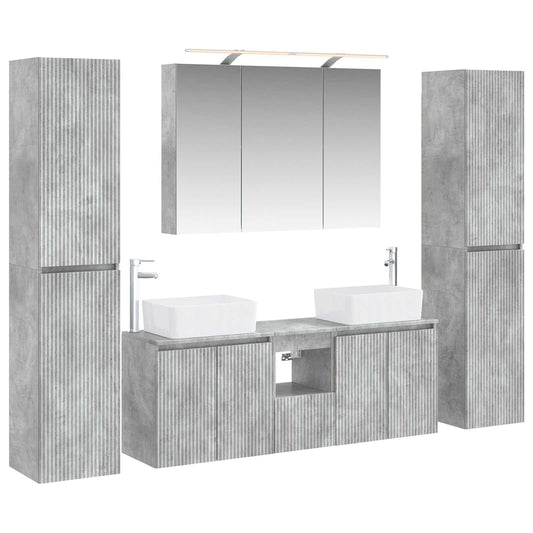 Bathroom Furniture Set 6 pcs 100 x 14.5 x 70 cm Concrete grey
