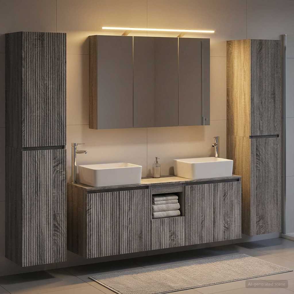 vidaXL Bathroom Furniture Set 6 pcs Grey Sonoma 4