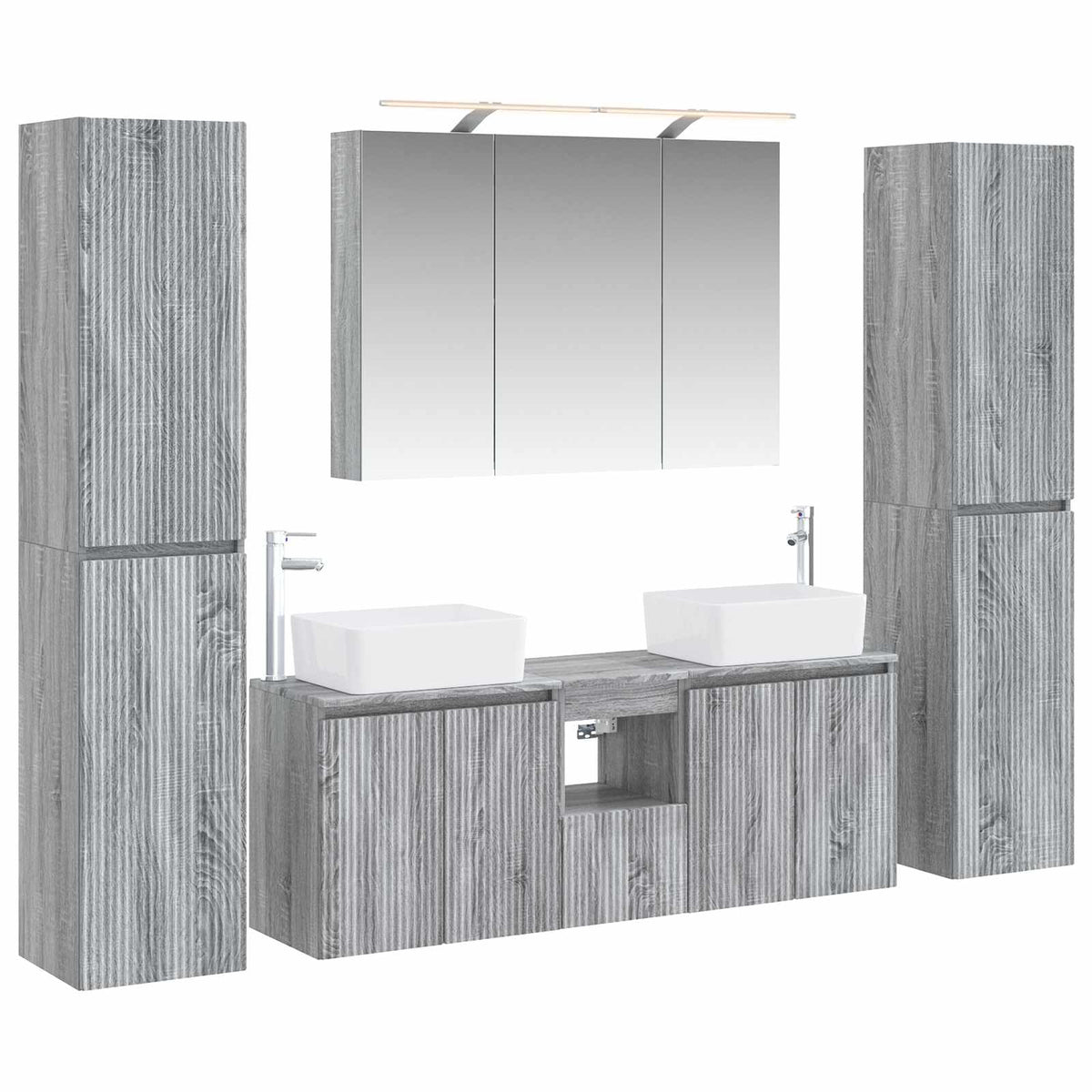 vidaXL Bathroom Furniture Set 6 pcs Grey Sonoma 2