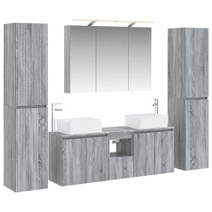 vidaXL Bathroom Furniture Set 6 pcs Grey Sonoma 2