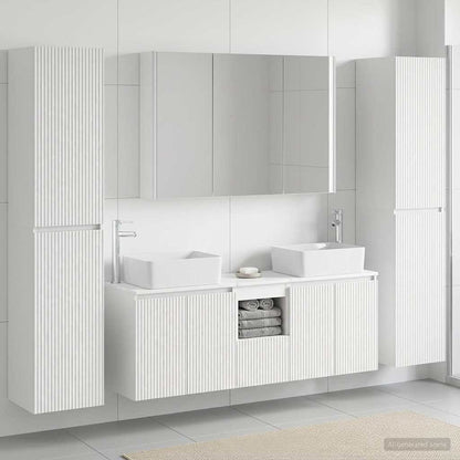 vidaXL Bathroom Furniture Set 6 pcs White Engineered Wood and Glass 1