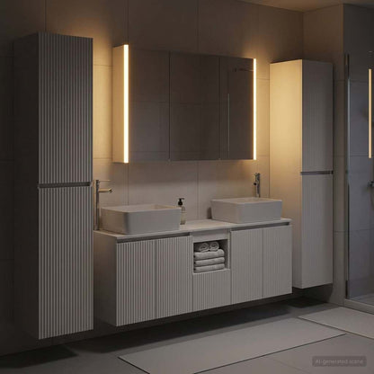 vidaXL Bathroom Furniture Set 6 pcs White Engineered Wood and Glass 4