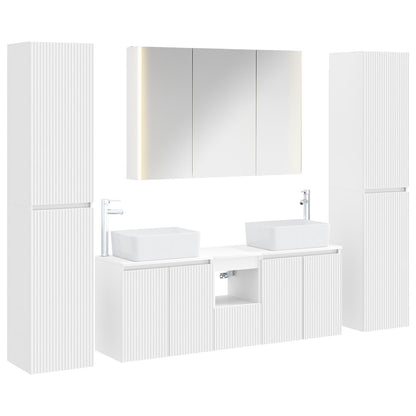 vidaXL Bathroom Furniture Set 6 pcs White Engineered Wood and Glass 2