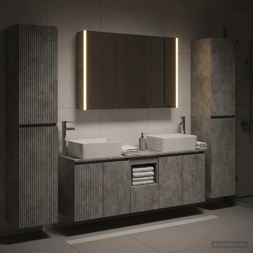 vidaXL Bathroom Furniture Set 6 pcs Concrete Grey 4