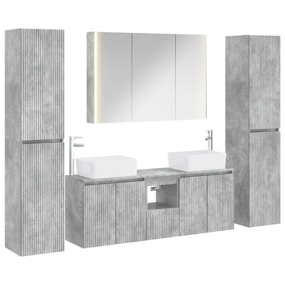 vidaXL Bathroom Furniture Set 6 pcs Concrete Grey 2