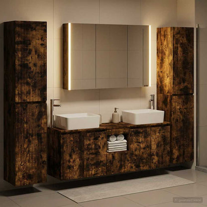 vidaXL Bathroom Furniture Set 6 pcs Smoked Oak 1