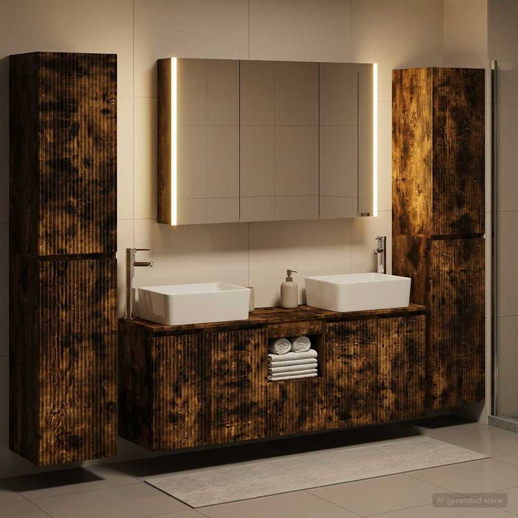 Bathroom Furniture Set 6 pcs 100 x 15.5 x 70 cm Smoked oak
