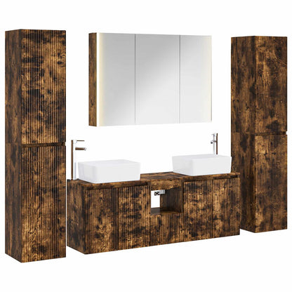 vidaXL Bathroom Furniture Set 6 pcs Smoked Oak 2