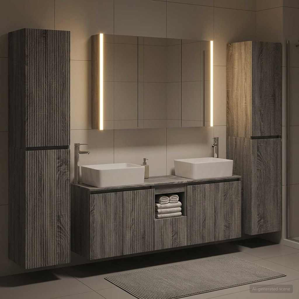 vidaXL Bathroom Furniture Set 6 pcs Grey Sonoma 4