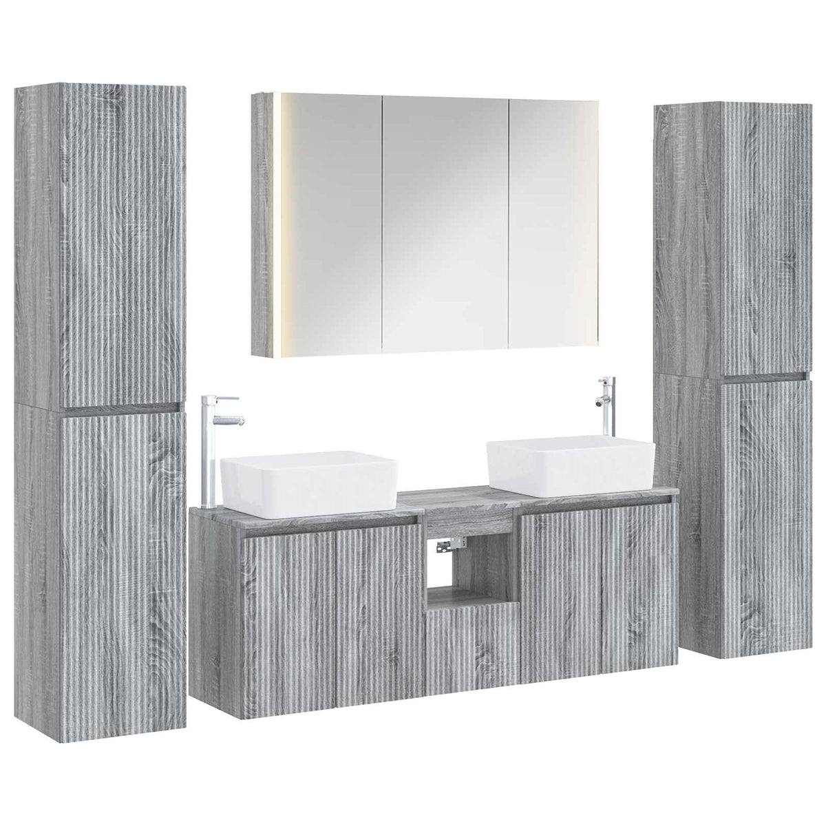 vidaXL Bathroom Furniture Set 6 pcs Grey Sonoma 2