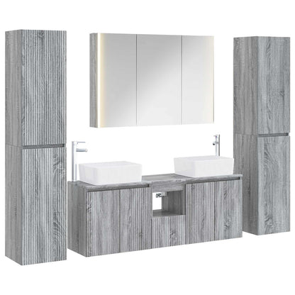 vidaXL Bathroom Furniture Set 6 pcs Grey Sonoma 2