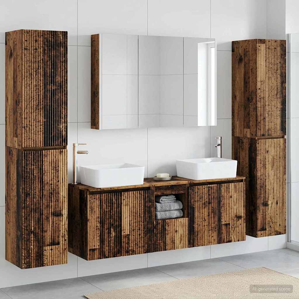Bathroom Furniture Set 6 pcs 100 x 15.5 x 70 cm Old wood