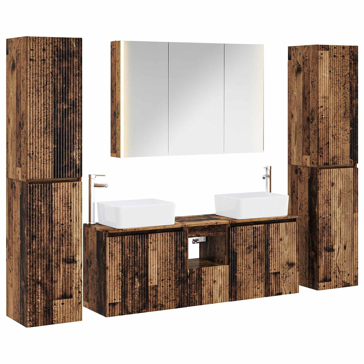 Bathroom Furniture Set 6 pcs 100 x 15.5 x 70 cm Old wood