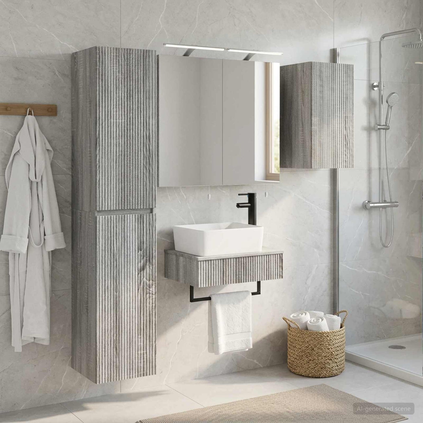 vidaXL Bathroom Furniture Set 5 pcs Grey Sonoma 4