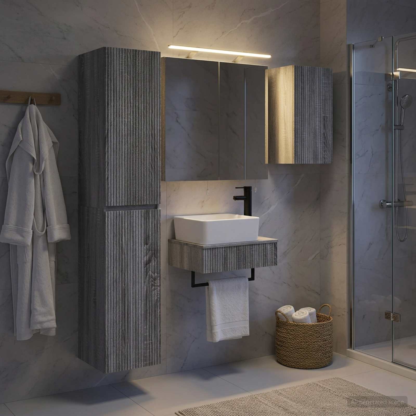 vidaXL Bathroom Furniture Set 5 pcs Grey Sonoma 1