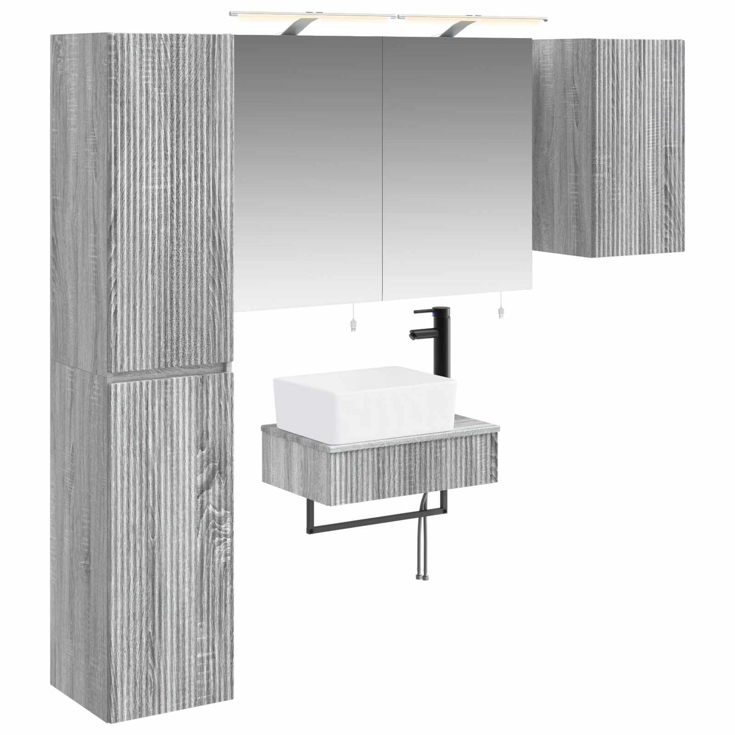 vidaXL Bathroom Furniture Set 5 pcs Grey Sonoma 2