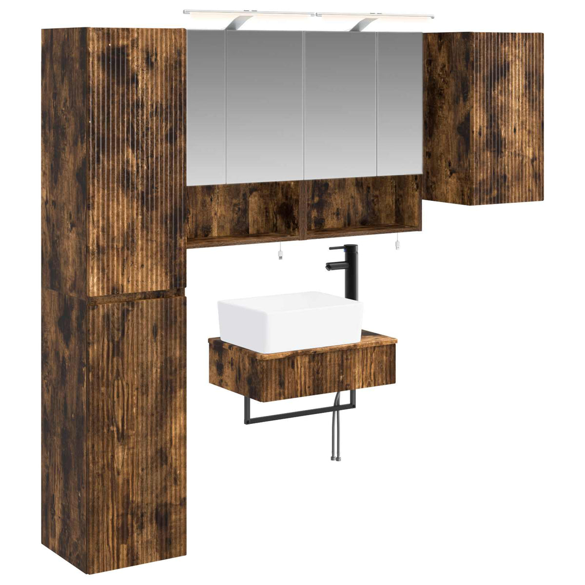 vidaXL Bathroom Furniture Set 5 pcs Smoked Oak 2