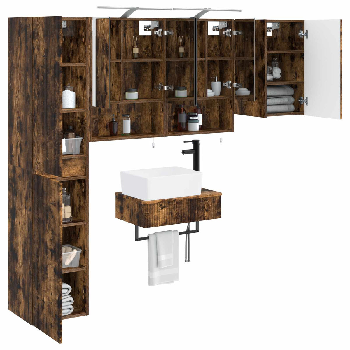 vidaXL Bathroom Furniture Set 5 pcs Smoked Oak 3