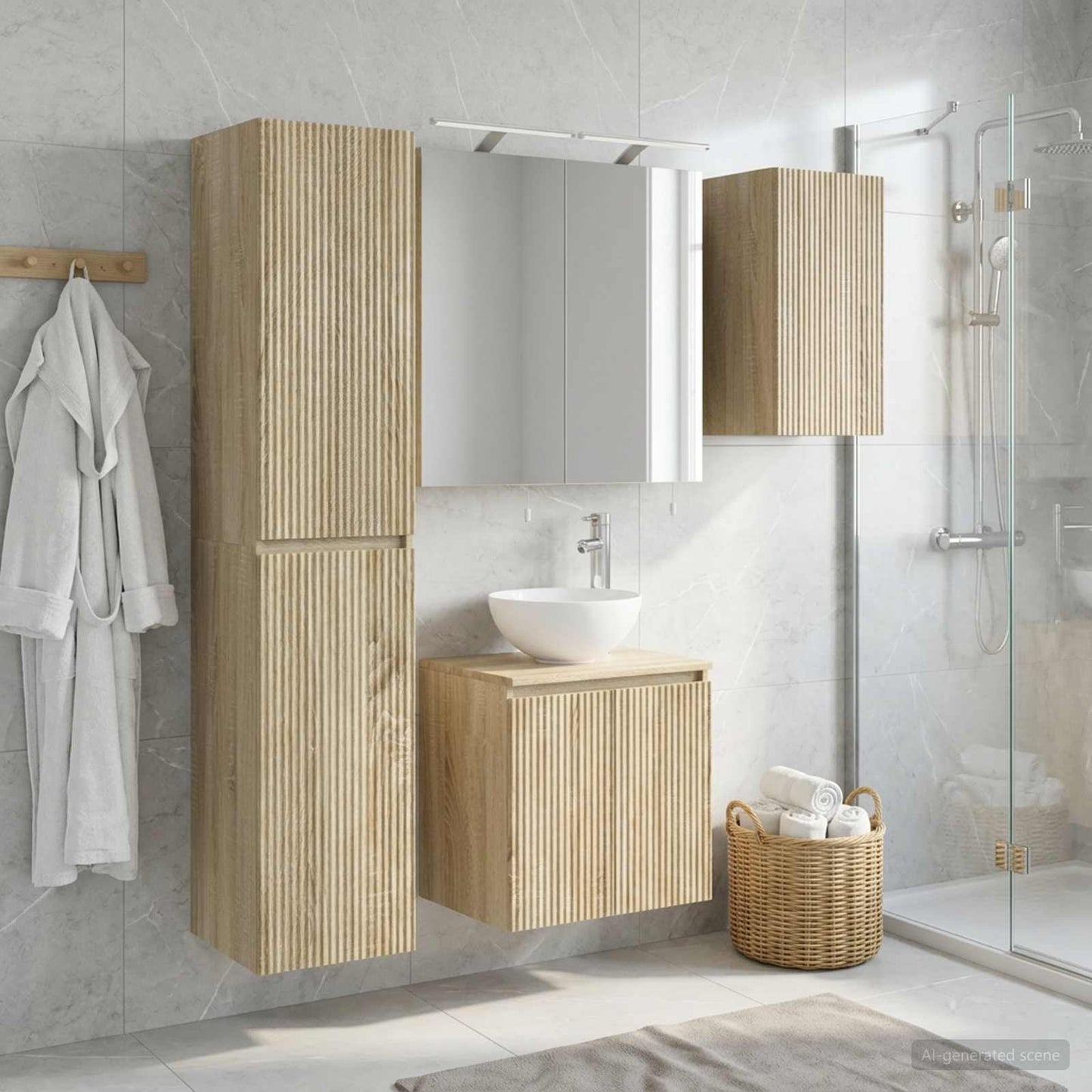 vidaXL Bathroom Cabinet Set 5 pcs Sonoma Oak Engineered Wood 4