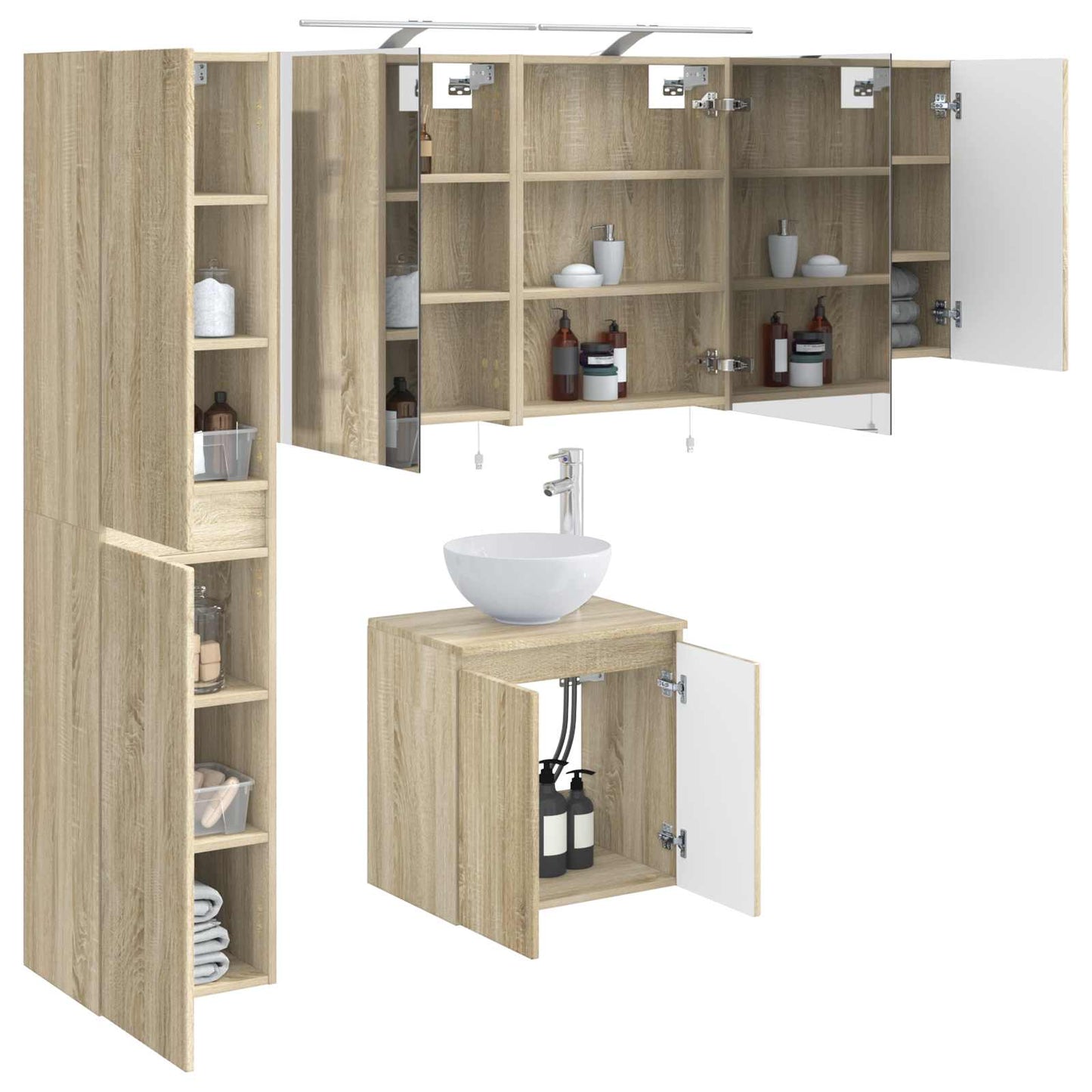 vidaXL Bathroom Cabinet Set 5 pcs Sonoma Oak Engineered Wood 3