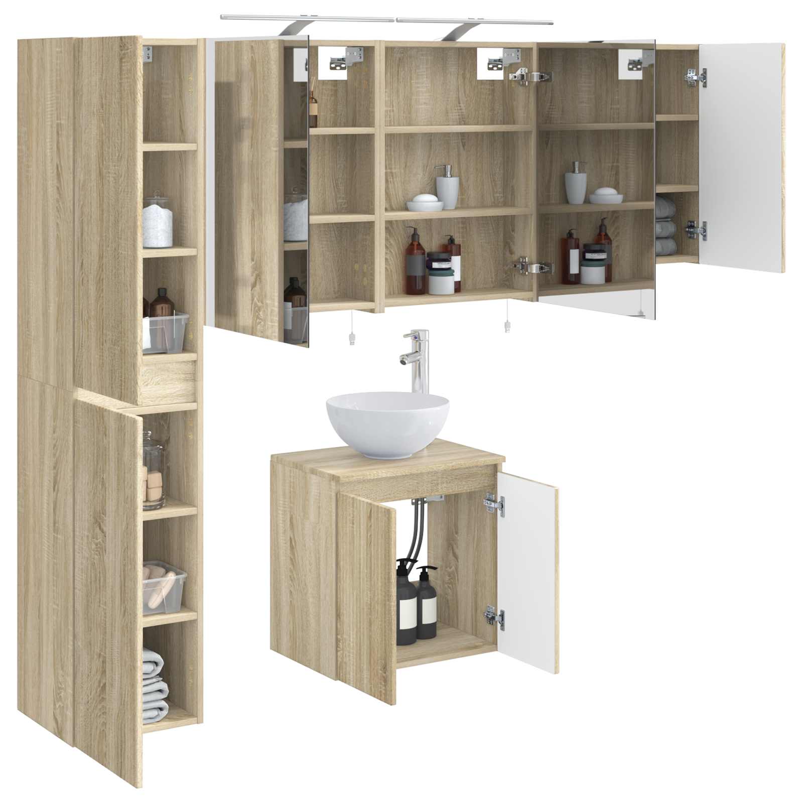 vidaXL Bathroom Cabinet Set 5 pcs Sonoma Oak Engineered Wood 3