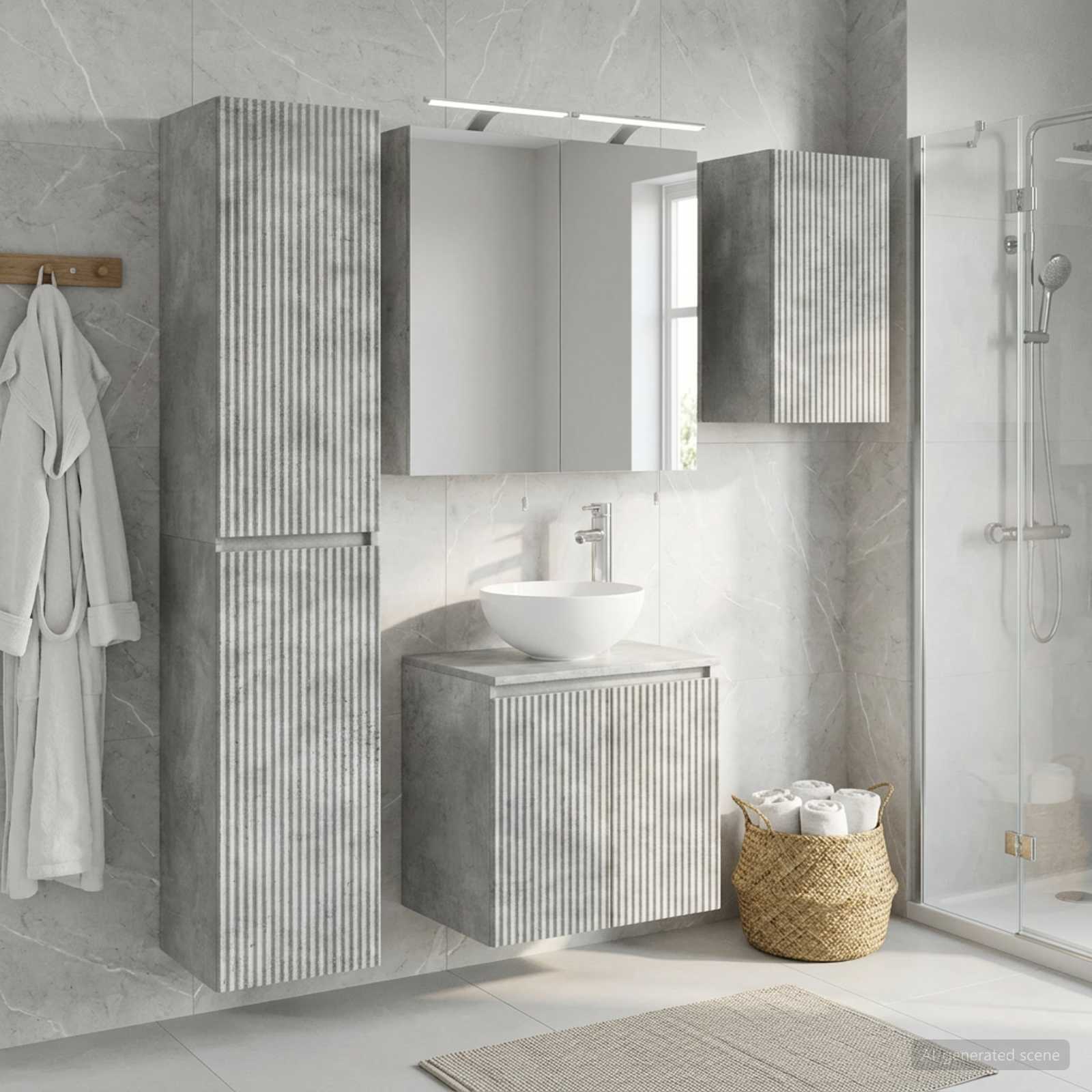 vidaXL Bathroom Cabinet Set 5 pcs Concrete Grey Engineered Wood 1