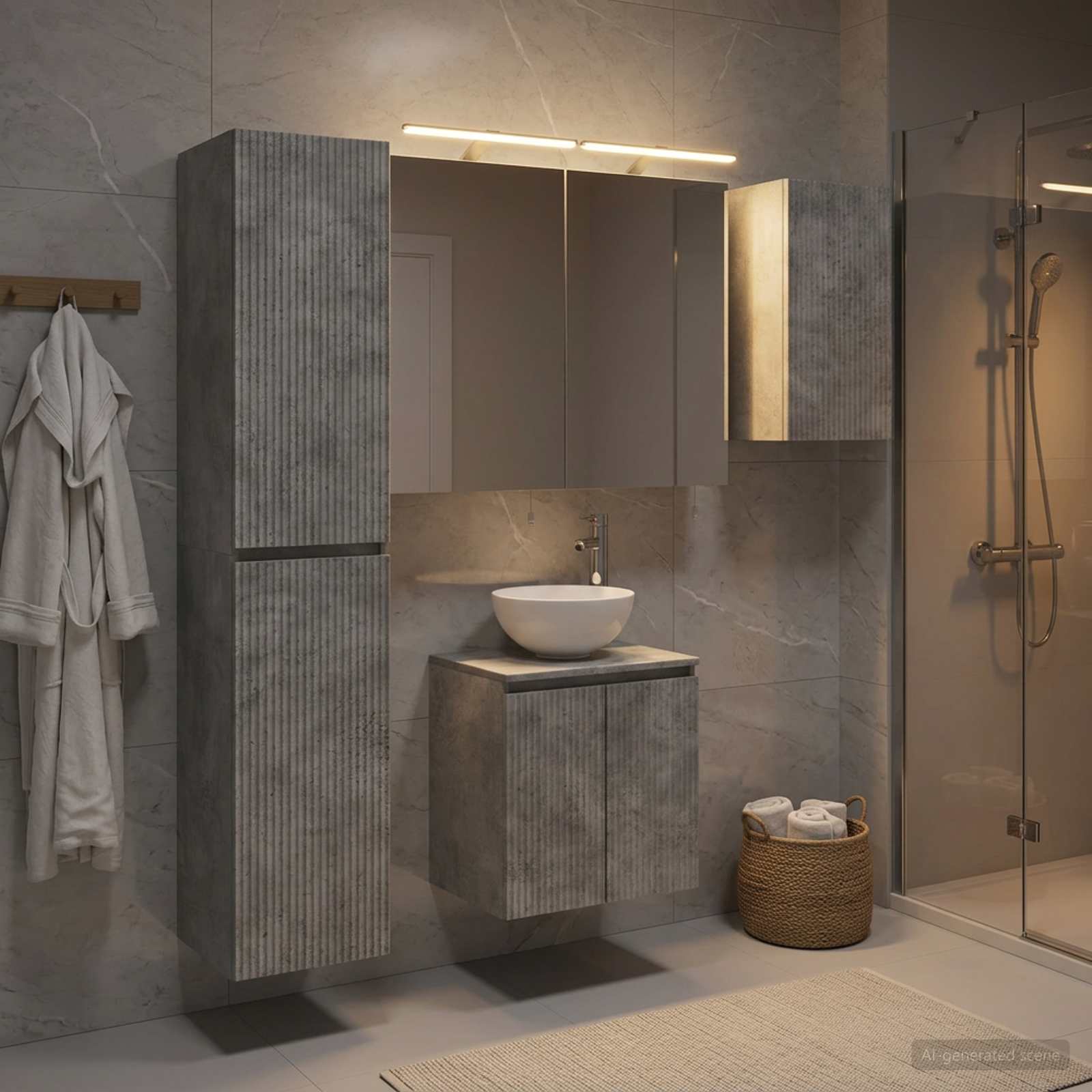 vidaXL Bathroom Cabinet Set 5 pcs Concrete Grey Engineered Wood 4
